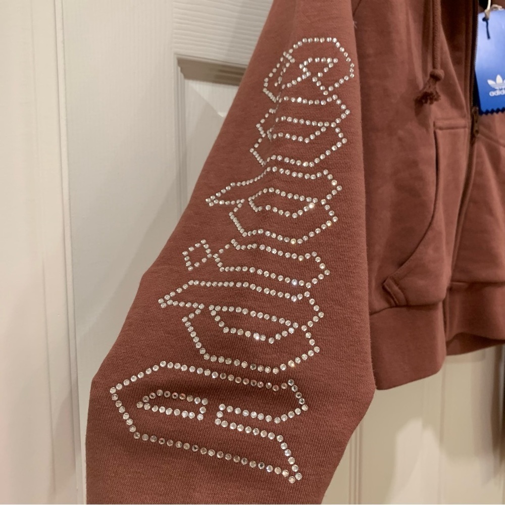🤎 ADIDAS Rust Orange Rhinestone Embellished Tracksuit Set - Picture 4 of 14